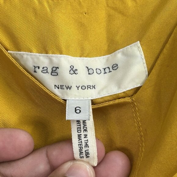 Rag & Bone Dune Romper Womens 6 Old Gold Silk Casual Spaghetti Strap V-Neck USA - Picture 9 of 12